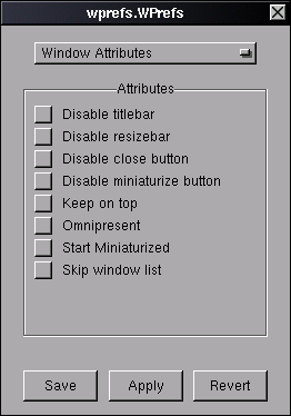 Window Attributes Inspector: Window Attributes