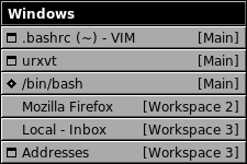 Window list menu