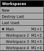 Workspaces menu