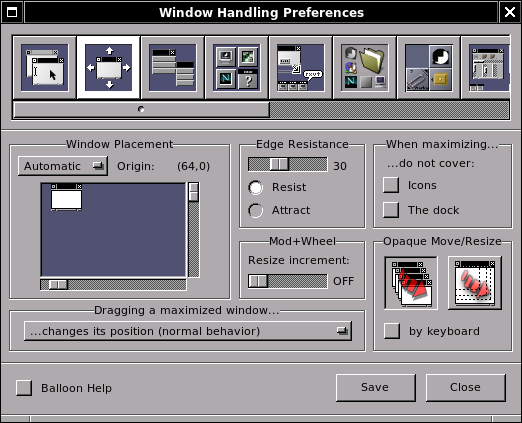 WPrefs.app window handling preferences