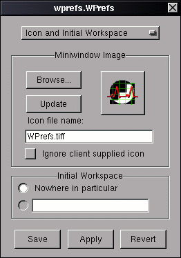 Window Attributes Inspector: Icon and Initia Workspace