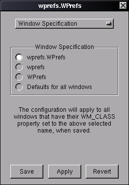Window Attributes Inspector: Window Specification