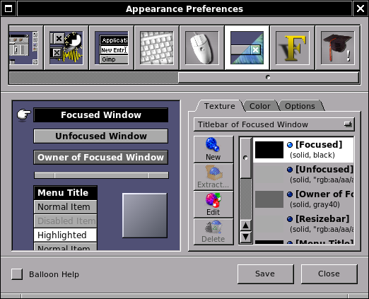 Appearance preferences tool