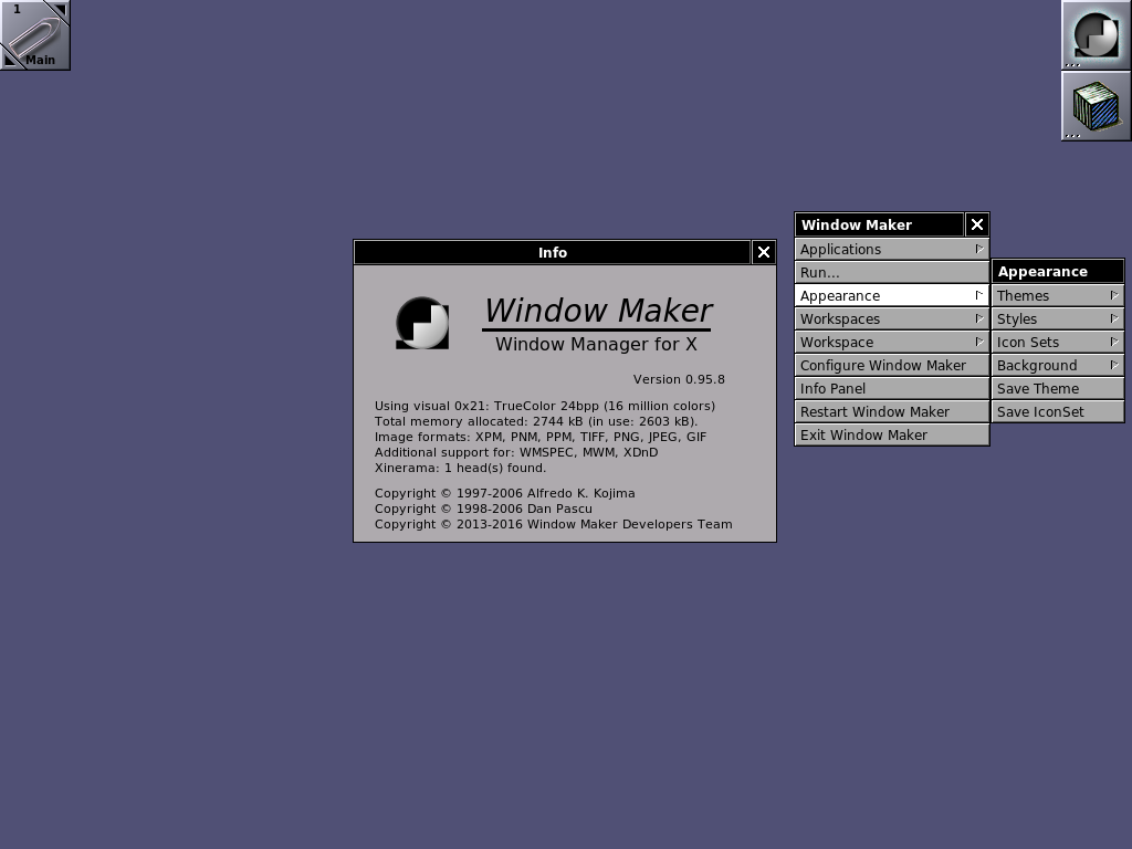 apariencia por defecto de window maker